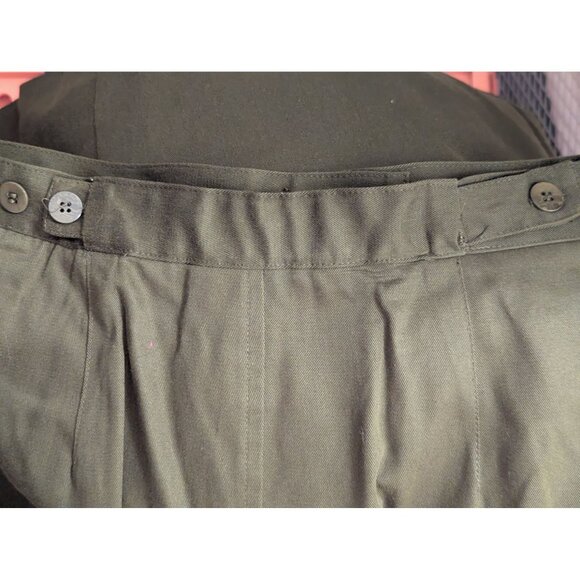 Dark Olive Green Knee-Length Skirt With Adjustable Waist & Pockets - Picture 6 of 7